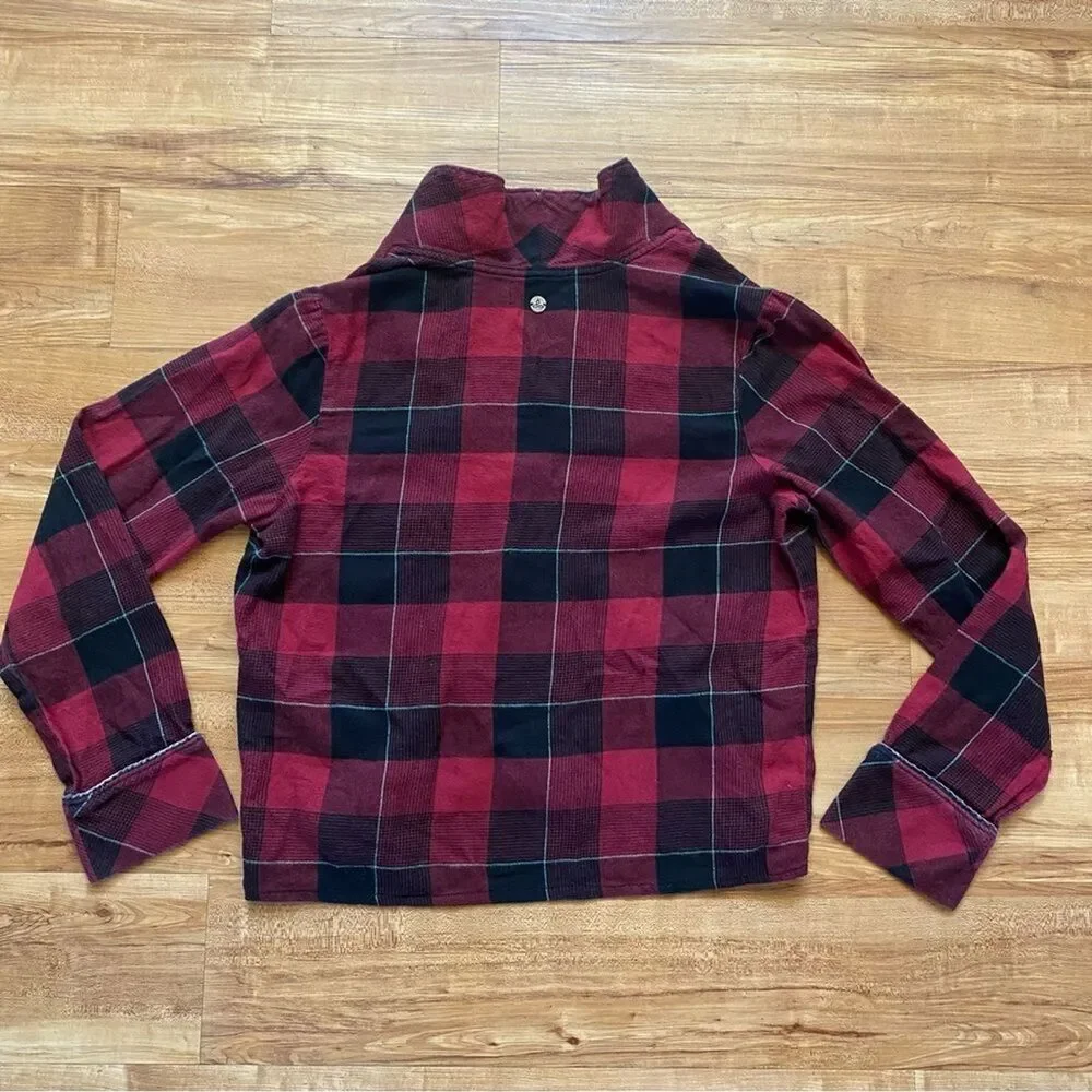 PRANA S Frosty Flake Organic Cotton Buffalo Plaid Flannel Pajama Top Winter Warm